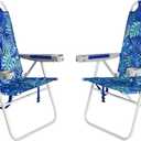 SUNNYFEEL 17" Tall Oversized Beach Chairs 2 Pack for Adults Heavy Duty 500 LBS, 5 Position, Portable High Folding Camping Chair with Cup Holder for Outdoor/Lawn/Trip, Foldable Sand Chairs for Adults