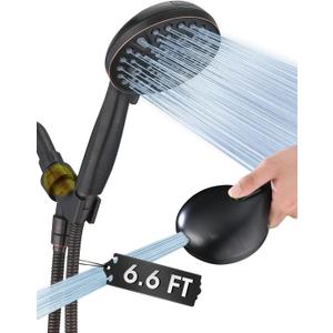 10 Setting Handheld Shower Head, 5" Detachable Showerhead Spray Built-in Power Wash to Clean Tub, Tile & Pets, 79" Extra Long Stainless Steel Hose, Adjustable Bracket - Oil Rubbed Bronze