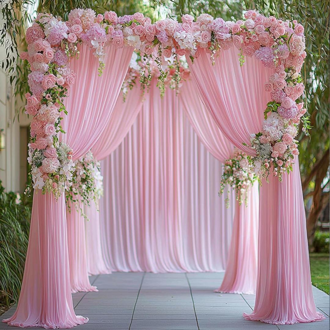 20ftx12ft Baby Pink Backdrop Curtains for Wedding-Wrinkle Free Backdrops Curtain Drapes Fabric Decorations Photo Back Drop Cloth for Baby Shower Photography Stage Reception 4Panels 12ft(H) x 5ft(W)