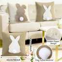 CroBlissful Tufting Easter Pillow Covers 18" x 18" Set of 2 Bunny Pillow Covers 3D Tufted Bunny Rabbit Throw Pillowcase Easter Decorative for Bedroom Sofa Home Decor(Beige,Linen)