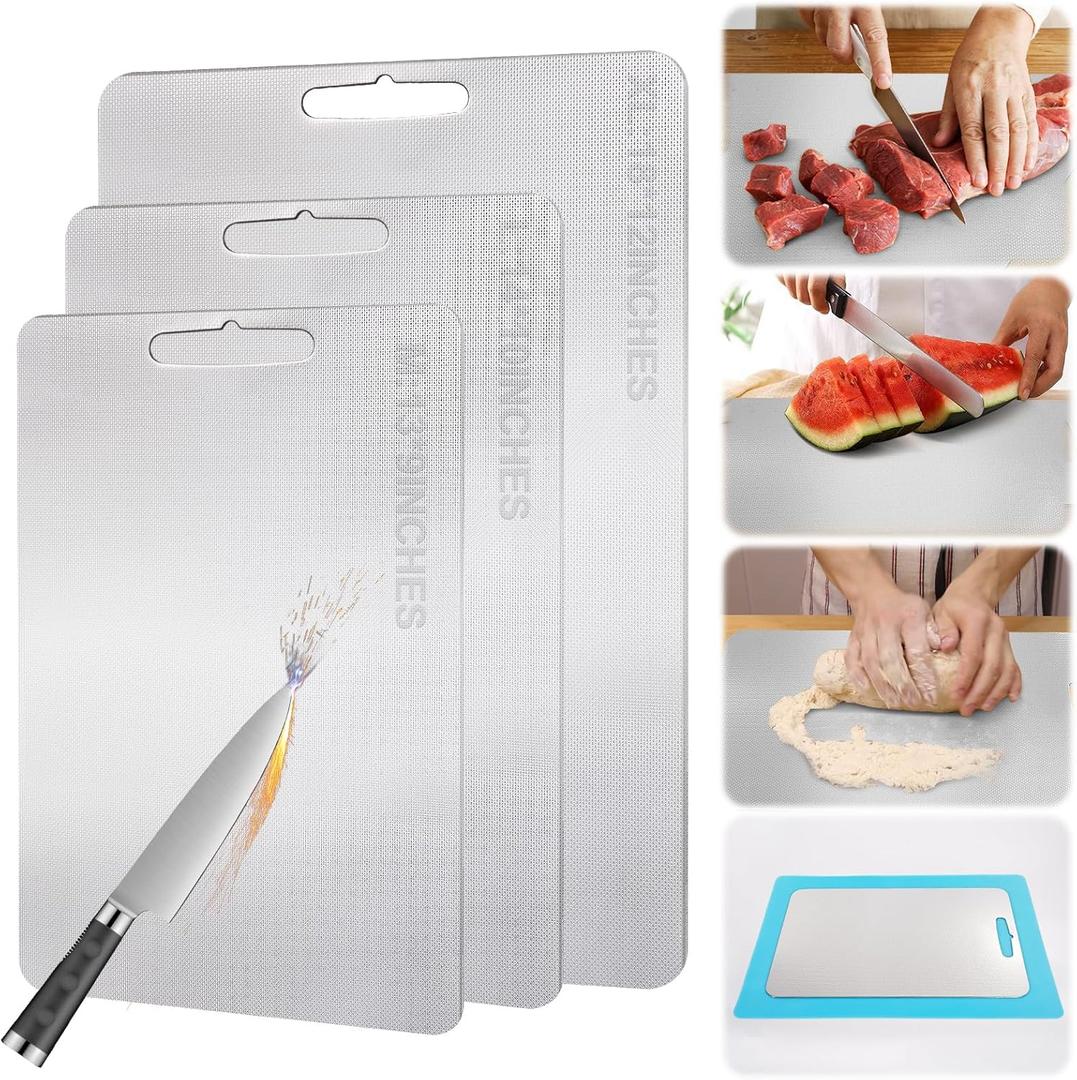 Titanium Cutting Board for Kitchen Stainless Steel Cutting Board Metal Yamato Cutting Boards for Kitchen Dishwasher Safe Charcuterie Boards Charcuterie Board Charcuterie Cheese Pasta Board 1PCS(Large) (9.8"L x 14.2"W)