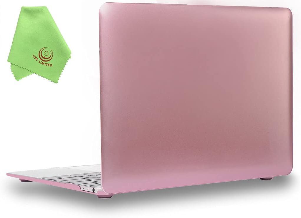 UESWILL Luxury Gold Metallic Coated Matte Hard Shell Case Cover Compatible with MacBook 12 inch with Retina Display (Model: A1534) + Microfibre Cleaning Cloth, Rose Gold