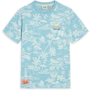 Scotch & Soda Boys' Short Sleeve Graphic T-Shirt, Crewneck (Blue, S)