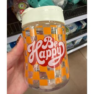 "Be Happy" Plastic Sipper & Straw