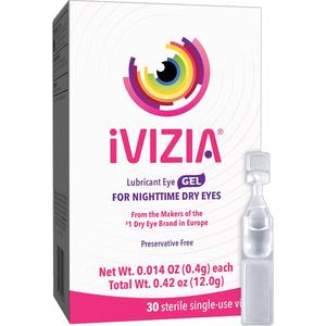 iVIZIA Eye Gel for Nighttime Dry Eyes, Preservative-Free, 30 Single-use vials