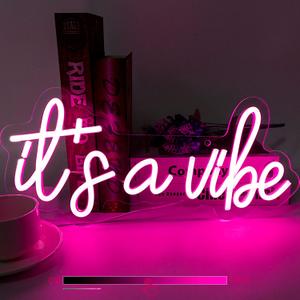 It's a Vibe Neon Sign, Neon Signs for Wall Decor, Neon Dimmable Pink LED Signs for Bedroom, Neon Light Up Signs for Home Beer Bar Cafe Game Room Birthday Wedding Decorations Girls Boys Gifts