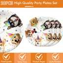 41 Pieces Dog Birthday Party Supplies, Puppy Party Tableware for Kids Party Decorations Includes 20 Plates 20Napkins and 1 Tablecloth for Puppy Theme Party Supplies