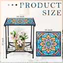 Cinnvoice Outdoor Side Table 2-tier Small Patio End Table, Mandala, 19.09 x 16.73 x 1.77 inches