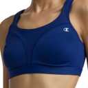 Champion Women's Sports Bra, High-Impact, Maximum Support, Breathable, Moisture-Wicking Fabric (Blue, L)