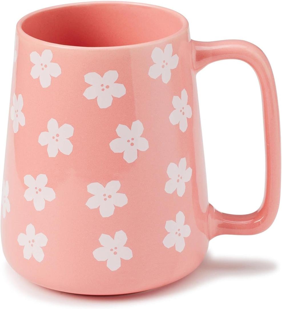 24oz Large Ceramic Coffee Mug with Big Handle, Handmade Kiln Glazed Large Coffee Mug Tea cup, Novelty Mug Unique Uneven Surface for Office and Home, Microwave and Dishwasher Safe (Pink)