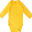 ROMPERINBOX Unisex Baby Onsies Solid Baby Bodysuit Romper Blank for 0-24 Months Boys Girls (3-6 Months, Long Sleeve Yellow)