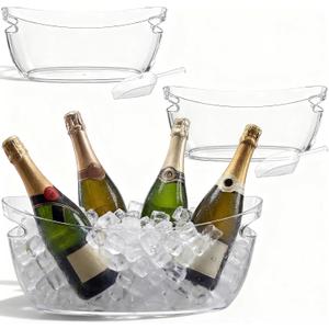 2 Pcs Ice Bucket for Parties, 5L Clear Acrylic Beverage Tub with Scoops, Wine Buckets for Mimosa Cocktail Bar Parties Supplies, Ice Drink Buckets for Champagne Beer Sparkling Wine Cocktails