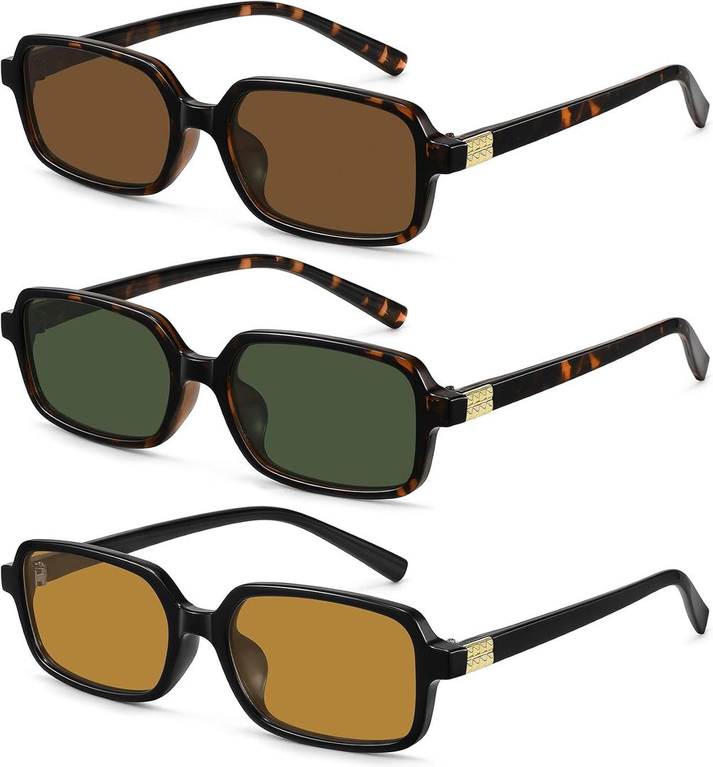 MEETSUN Retro Rectangular Sunglasses for Women Trendy Vintage 90s Small Square Sun Glasses UV Protection