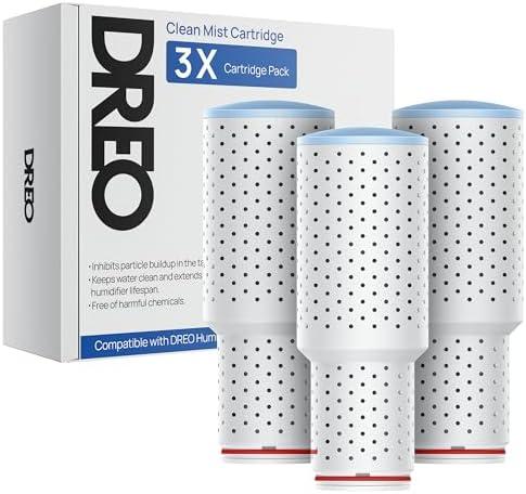 Dreo Clean Mist Cartridge 3-Pack for Humidifiers, Compatible with Dreo Humidifiers HM311/311S/524/524S/306, Reduce Contaminants Build-up, Healthier Mist, Easier Cleaning