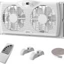 shinic 9'' Window Fan with Thermostat & LED Display, Reversible Airflow, 23.5"L x 4.0"W x 11.8"H