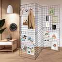 Grid Wall Panels 3 Pcs, Commercial Grade Gridwall Panels, Metal Grid Wall Panel Display Stand, You Can DIY 6 Pack 2'x3' or 3 Pack 2'x6' (Black)