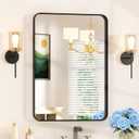 2230 Black Bathroom Mirror for Over Sink - Rectangular Bathroom Vanity Mirror for Wall with Rounded Corners & Metal Frame, Tempered-Glass, Modern, Farmhouse, Horizontal/Vertical, Bedroom, Entryway