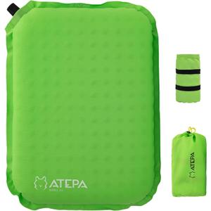 ATEPA Inflatable Stadium Seat Cushion, Self-Inflating Memory Foam Stadium Seats Bleacher Seat Chair Cushion Pad for Airplane Travel Backpacking Sports Events (1 Pack Green)