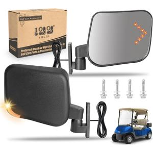 10L0L Golf Cart Mirrors with Turn Signal Side Rear View Mirror Set Compactible with EZGO Club Car Yamaha Gas & Electric Golf Carts