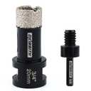 DKIBBITH Dry Diamond Core Drill Bits 3/4 Inch Tile 20mm Vacuum Brazed Angle Grinder Hole Saw for Porcelain Ceramic Granite Brick Concrete with 5/8-11 Thread to 3/8'' Hex Shank Adapter, Black