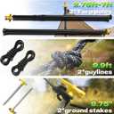 KJE 2 Pack Adjustable Heavy-Duty Tarp Poles, Camping Tent Poles Set with Ground Stakes & Guylines & Yellow Protection Caps, Aluminum Telescoping Pole(2.9ft to 8.7ft) for Outdoor Tarp Use