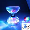 Chinese Diabolo Yoyo Set - Triple Bearing LED Diabolo Yo-yos Juggling Toys with Diablo Sticks, String & Net Bag, Easier Start/Faster/Stable & Lasts Longer (Blue), 5.12 inches