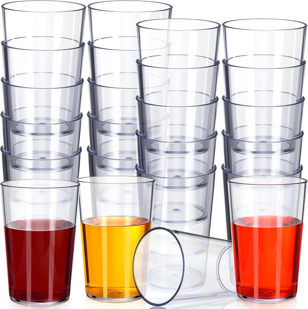 Meanplan 48 Pack Plastic Reusable Drinking Glasses Restaurant Grade 8 oz Plastic Cups Unbreakable Stackable Drink Tumblers Water Cup for Kitchen Cafe Wedding Birthday Party Supplies (Clear)