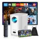 Agreago Projector with WiFi and Bluetooth, Native 1080P 15,000 Lumens 4K Supported, Agreago Outdoor Movie Projector for Home Theater UP to 300", for iOS/Android/TV Stick/HDMI/USB (White)