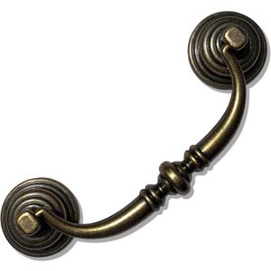 10-Pack 3 1/2" C-C Shabby Chic Drawer Pulls Handles Antique Bronze Kitchen Cabinet Drop Bail Pulls Handles (10, 3.5" Hole Center/Antique Brozne)