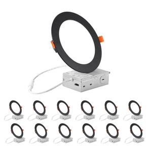 ZYC Recessed Lighting 6 Inch  12W UltraThin LED Ceiling Lights,27005000K Selectable,5CCT Canless Wafer Downlight,1100LM Hight Brightness,Dimmable Can Light,Pack of 12 Black.