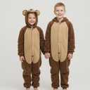 Kids Onesie Animal Costume Christmas Costumes Unisex One Piece Cosplay Suit for Boys and Girls (Brown, M)