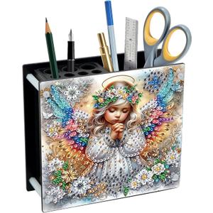 Diamond Painting Brush Holder 13x11cm Angel Pencil Holder Rangement Bureau Pot ?Crayon Arts and Crafts for Adults Porte-Stylo Multifonctionne Gemstone Pen Holder Desk Pencil Storage