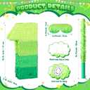WinnerWhy Number Piata Decorations 16 Inch Gradient Green Piata with Blindfold Stick and Confetti for Birthday Baby Shower Safari Jungle Themed Party Supplies Centerpiece(Number 1)