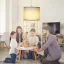 LALISU Plug in Pendant Light, Hanging Light with Plug in Cord 15Ft, On/Off Switch Pendant Lighting with Linen Shade, Hanging Lamp Fixture for Living Room, Bedroom, Kitchen, Dining Room (Beige)