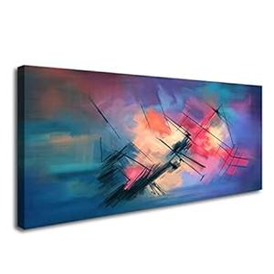 YYYYHPP YP0675 Canvas Wall Art Colorful abstract acrylic painting Wall Art Modern Art on Blue Background Picture Painting for Living Room Bedroom and Office Home Kitchen  YYYYHPP YP0675 Canvas Wall Art Colorful abstract acrylic painting Wall Art Modern Art on Blue Background Picture Painting for Living Room Bedroom and Office Home Kitchen