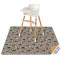 Blissful Diary Baby Splat Mat for Under High Chair, 50.4 x 50.4 Inch Wipeable Splash Mat, Waterproof and Washable, Anti-Slip Floor Protector, Elephant&Giraffe