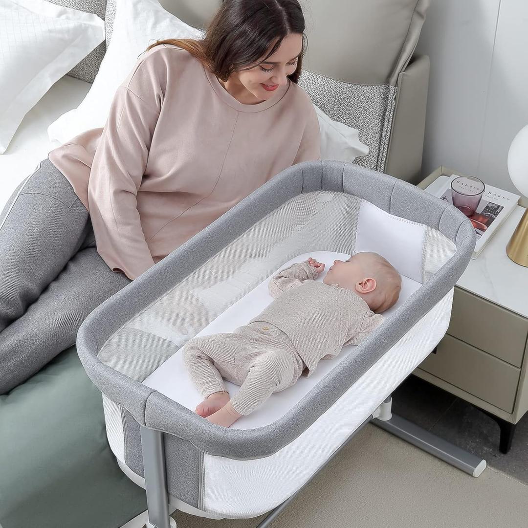 RONBEI Bassinet, Bedside Bassinet for Baby Breathable Mesh Baby Bassinet, Easy to Assemble Lightweight Portable Bassinets for Newborn Infants