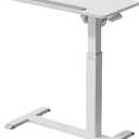 ONKRON Mobile Laptop Cart with Load up to 17.6 lbs, Height Adjustable Laptop Cart with Hidden Wheels - Tilting Portable Workstation/Overbed Bedside Table with Wheels/Rolling Desk for Couch White
