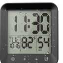 Waterproof Shower Clock, Digital Bathroom Kitchen Wall Clock Timer with Temperature, Touch Screen, Suction, Hanging Hole, Battery Operated, Black