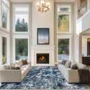 10x14 Area Rugs for Living Room Rug Washable: Abstract Large Rug Indoor Modern Carpet Non Slip for Dining Room Bedroom Nursery Home Office Navy Grey
