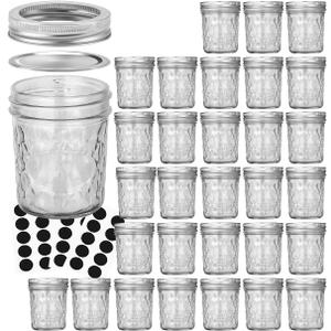VERONES Mason Jars 6 OZ, 30 PACK 6oz Mason jars Canning Jars Jelly Jars With Lids, Ideal for Jam, Honey, Wedding Favors, Shower Favors