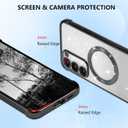 ZTOFERA Clear Magnetic Case for Samsung Galaxy S23 Plus 5G with Gradient Glitter Peice(2 in 1), Luxury Plating Cute Transparent Bling Sparke Case for Women Girls,Shockproof TPU Protector Cover-Black