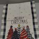 Christmas Trees Buffalo Plaid Table Runner 13x72 Inch, Merry Christmas Snowflakes Winter Kitchen Dining Table Decoration for Home Party Decor