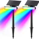 Consciot Solar Outdoor Lights Halloween, 54 LEDs Solar Spot Lights 7 Multicolor Changing, Solar Lights Outdoor Waterproof IP67, Landscape Lights for Yard Garden Patio Christmas Decor, 2 Pack