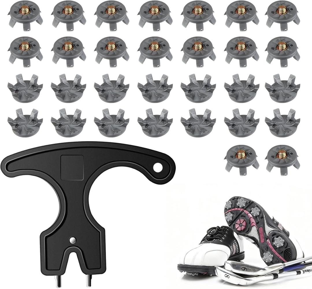 30-PCS Golf Spikes Set with Black Wrench, Golf Shoe Spikes Replacements Set & Shoe Spikes - Ideal for Golfers, Golf Shoe Maintenance,Lawn Cricket Shoe Player Lover