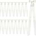 Giegxin 16 Set Wedding Aisle Decorations for Wedding Ceremony White Artificial Eucalyptus Stems with Ribbon Bows for Church Pew Decorations