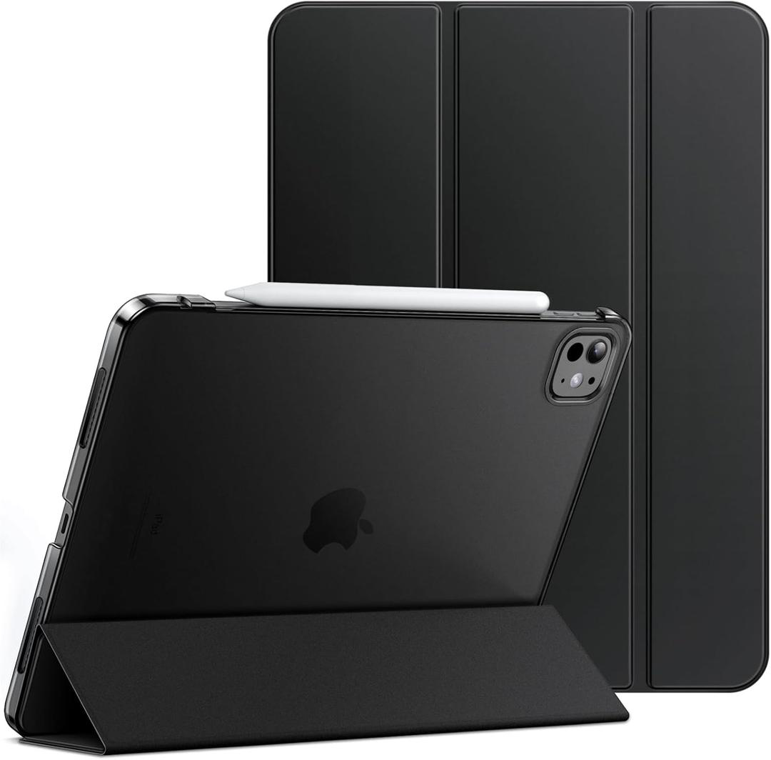 JETech Case for iPad Pro 11-Inch M5/M4 2025/2024 (6th/5th Generation), Slim Stand Hard Back Shell Smart Cover with Auto Wake/Sleep (Black)
