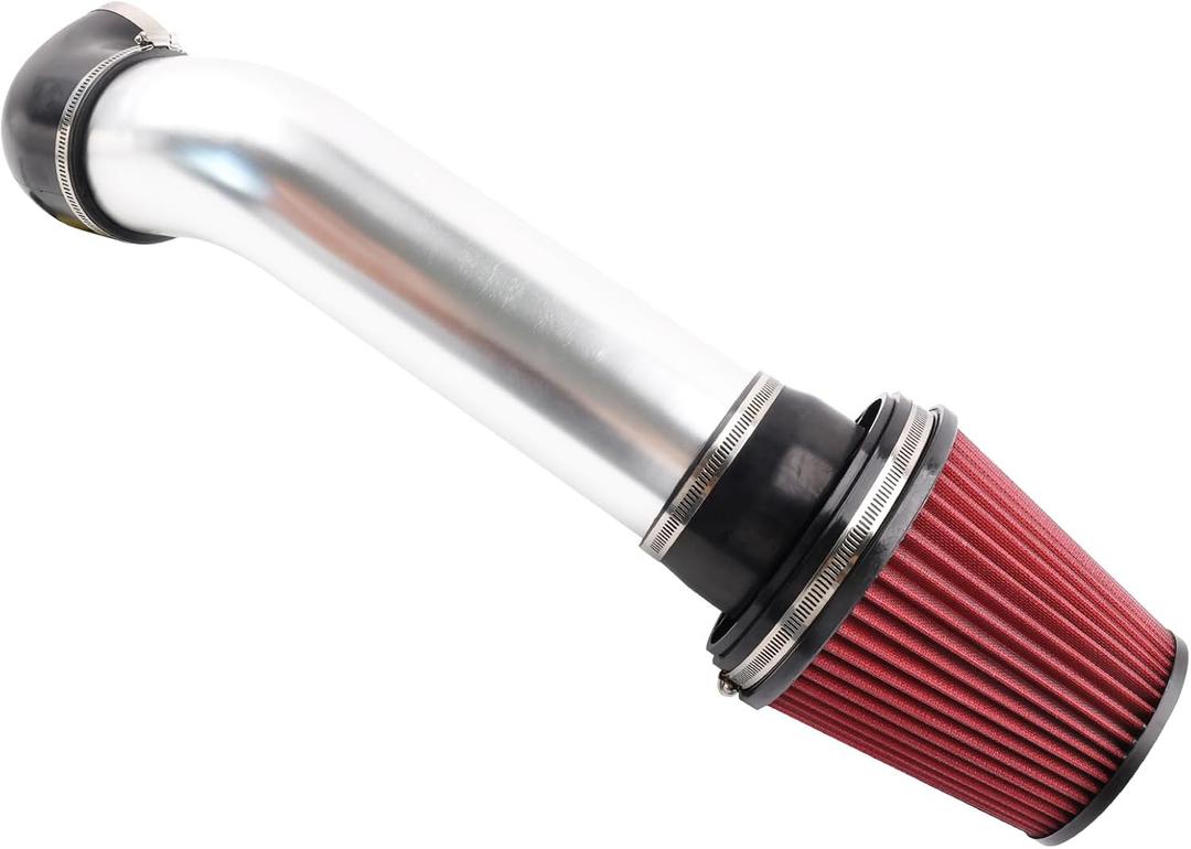 4'' LS Swap Cold Air Intake Kit, Universal Fit, Compatible with LS1 LS2 LSX LQ4 LQ9 Restomod A-Body G-Body Camaro Chevelle GTO Monte Carlo Caprice(Silver Tube) (Black)