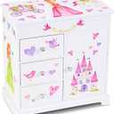 Jewelkeeper Jewelry Box for Girls with 3 Drawers - Musical Princess Jewelry Box with Spinning Doll and Dance of The Sugar Plum Fairy Tune - Appreciated Gifts for Kids - 9.5 x 7.75 x 9.5 Inches (White)