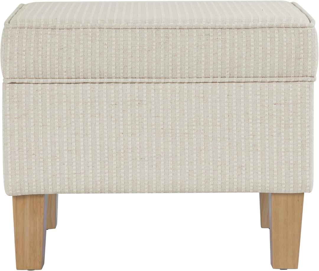 HomePop 22" Modern Rectangular Storage Ottoman - White Woven Stripe